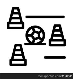 Ball And Training Cones Icon Vector. Outline Ball And Training Cones Sign. Isolated Contour Symbol Illustration. Ball And Training Cones Icon Outline Illustration