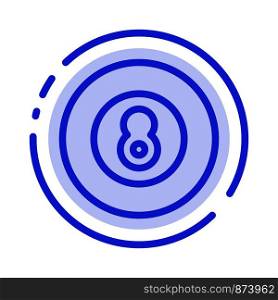 Ball, Baseball, Game, Sport Blue Dotted Line Line Icon
