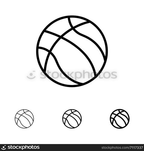 Ball, Basketball, Nba, Sport Bold and thin black line icon set