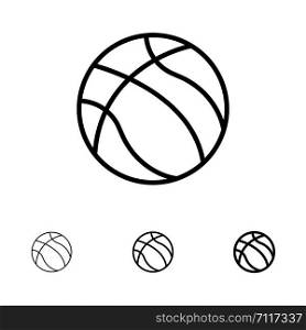 Ball, Basketball, Nba, Sport Bold and thin black line icon set