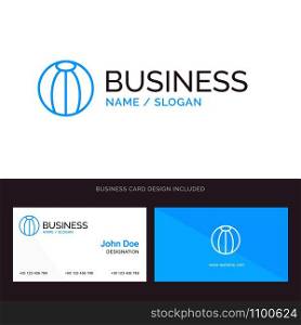 Ball, Beach, Beach Ball, Toy Blue Business logo and Business Card Template. Front and Back Design