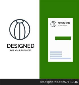 Ball, Beach, Beach Ball, Toy Grey Logo Design and Business Card Template