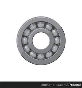 Ball bearing with rolling elements spherical balls. Vector motion bearing vehicle, motorcycle or bike spare part. Engineering and machinery gear, grease roller, rolling steel industrial wheel. Vehicle machinery gear isolated bearings ball icon