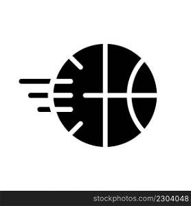 Ball black glyph icon. Sport game. Playing basketball. Sport activity and competition. Dynamic movement. Silhouette symbol on white space. Solid pictogram. Vector isolated illustration. Ball black glyph icon