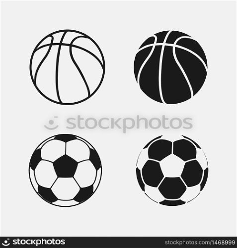 Ball collection. Soccer and basketball ball. Balls in web design. Vector illustration