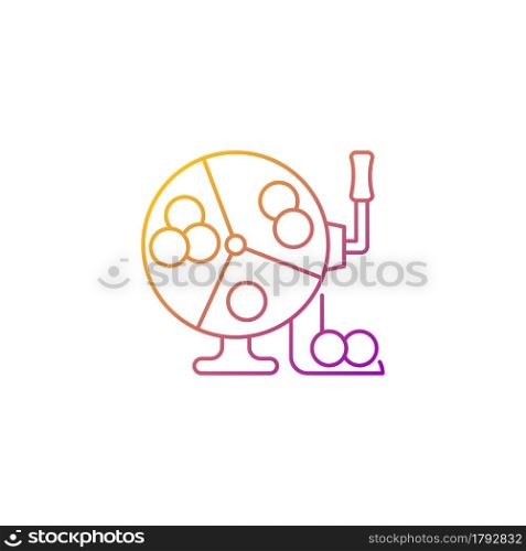 Ball draw machine gradient linear vector icon. Drawing winning numbers for lottery game. Bingo blowers. Thin line color symbols. Modern style pictogram. Vector isolated outline drawing. Ball draw machine gradient linear vector icon