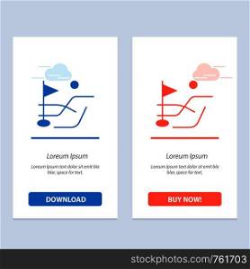 Ball, Field, Golf Sport Blue and Red Download and Buy Now web Widget Card Template