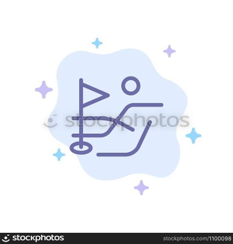 Ball, Field, Golf Sport Blue Icon on Abstract Cloud Background