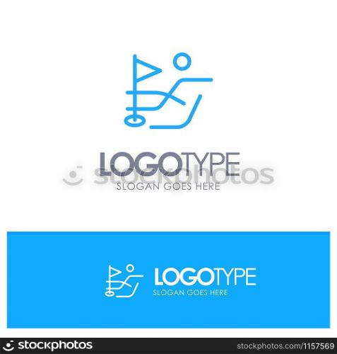 Ball, Field, Golf Sport Blue outLine Logo with place for tagline