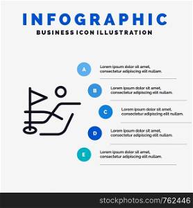 Ball, Field, Golf Sport Line icon with 5 steps presentation infographics Background