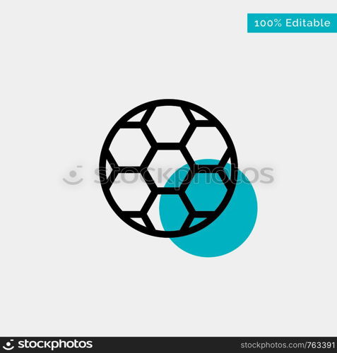 Ball, Football, Soccer, Sport turquoise highlight circle point Vector icon