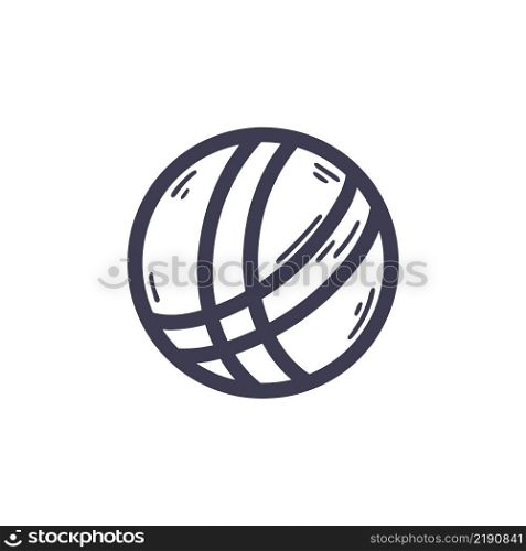 Ball for game doodle style. Sports ball icon. Basketball or football equipment isolated and vector illustration. Ball for game doodle style