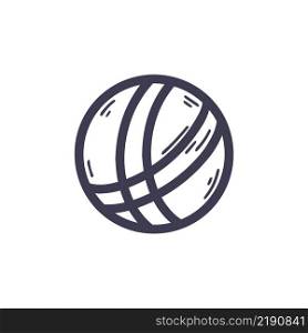 Ball for game doodle style. Sports ball icon. Basketball or football equipment isolated and vector illustration. Ball for game doodle style