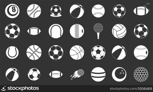 Ball icon set vector white isolated on grey background . Ball icon set grey vector