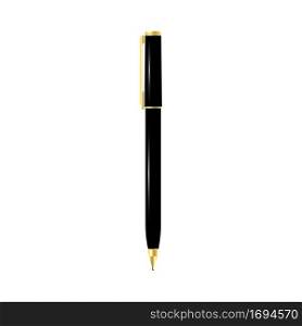 Ball pen icon. Isolated object. Flat design. Black and gold. School equipment. Vector illustration. Stock image. EPS 10.. Ball pen icon. Isolated object. Flat design. Black and gold. School equipment. Vector illustration. Stock image.