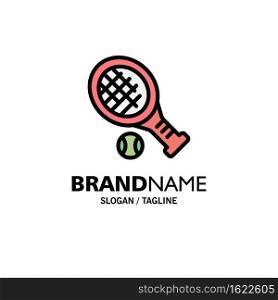 Ball, Racket, Tennis, Sport Business Logo Template. Flat Color