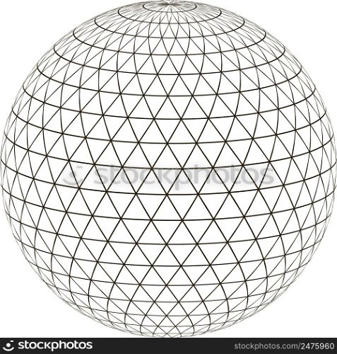 Ball sphere grid triangle on surface layout globe planet earth