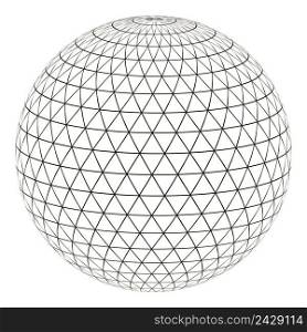 Ball sphere with a grid of a triangle on the surface, vector layout globe planet earth with a grid, the concept of the virtual world