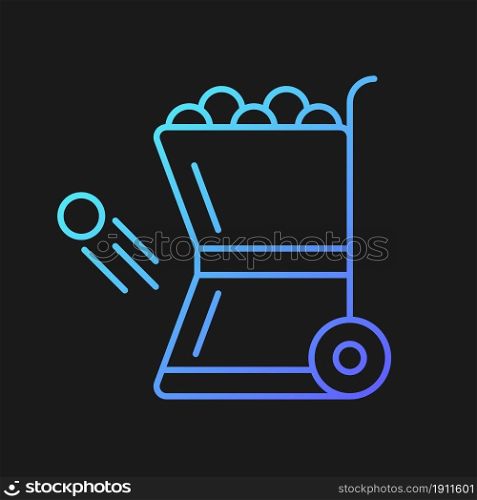 Ball throwing devices gradient vector icon for dark theme. Automatic ball launcher. Baseball pitching machine. Thin line color symbol. Modern style pictogram. Vector isolated outline drawing. Ball throwing devices gradient vector icon for dark theme
