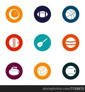 Ball tip icons set. Flat set of 9 ball tip vector icons for web isolated on white background. Ball tip icons set, flat style