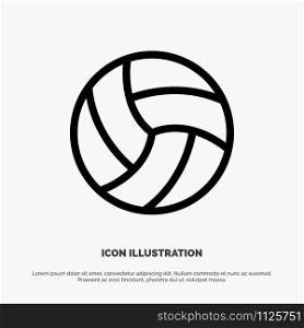 Ball, Volley, Volleyball, Sport Line Icon Vector