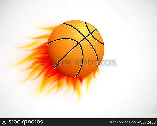 Ball with flame on gray background. Abstract illustration