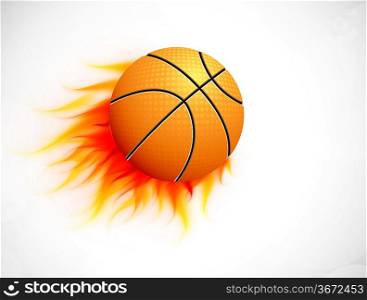 Ball with flame on gray background. Abstract illustration