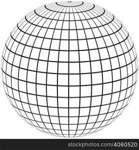 ball with lines Earth globe with Meridian and longitude, 3D sphere vector illustration of angering print or website design. globe Meridian and longitude