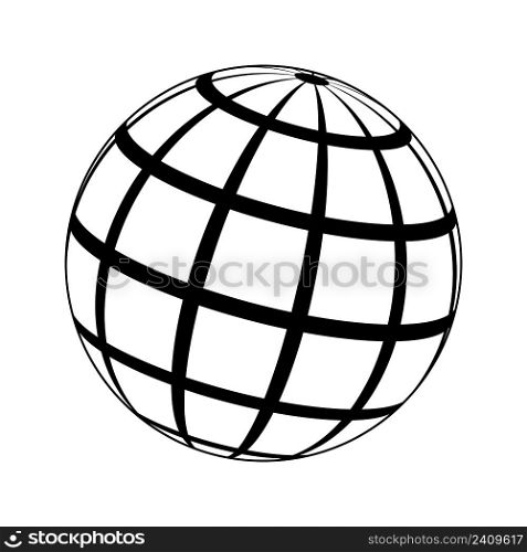 Ball with lines, model planet Earth with meridian and longitude, 3D sphere