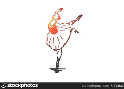 Ballerina, girl, dance, woman, art concept. Hand drawn ballerina in dance pose concept sketch. Isolated vector illustration.. Ballerina, girl, dance, woman, art concept. Hand drawn isolated vector.