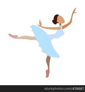 Ballerina girl dancing cartoon icon. Ballet dancer in white dress on a white background. Ballerina girl dancing cartoon icon