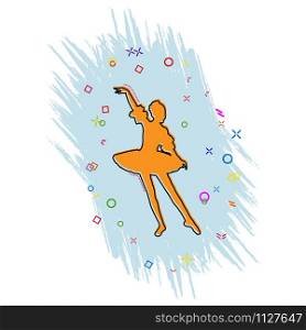 Ballerina icon. Comic book style icon with splash effect. flat style. Isolated on white background.