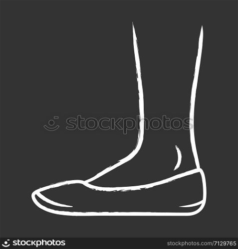Ballerinas chalk icon. Woman stylish formal footwear design. Female casual flats, modern everyday ballet shoes. Fashionable ladies clothing accessory. Isolated vector chalkboard illustration