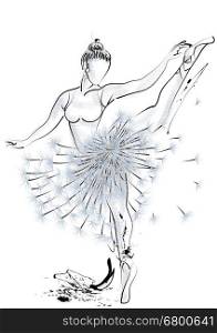 Ballet dancer and abstract dandelion. 10 EPS