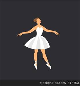Ballet dancer. Dancing ballerina on a dark background. flat style Vector illustration. Ballet dancer. Dancing ballerina on a dark background.