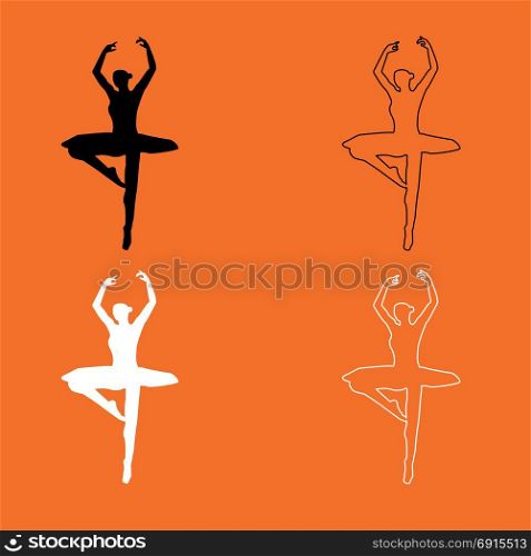 Ballet dancer set icon .