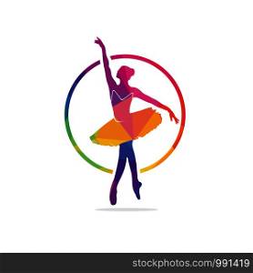 Ballet dancer vector logo design. Logo design for ballet school and dance studio.