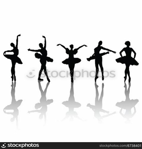 Ballet dancers silhouettes in different positions. | Vector illustration.