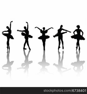 Ballet dancers silhouettes in different positions. | Vector illustration.