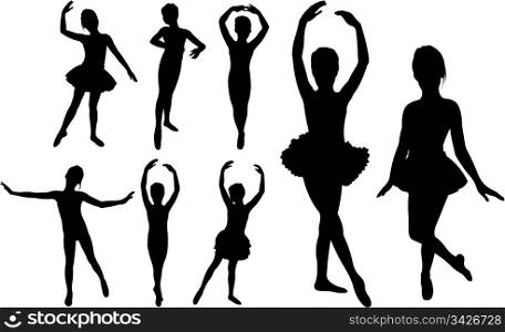Ballet girls dancers silhouettes