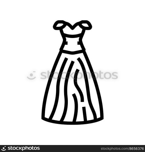 ballgown bride dress line icon vector. ballgown bride dress sign. isolated contour symbol black illustration. ballgown bride dress line icon vector illustration