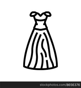 ballgown bride dress line icon vector. ballgown bride dress sign. isolated contour symbol black illustration. ballgown bride dress line icon vector illustration