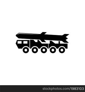 Ballistic Missile, Rocket Launcher Truck. Flat Vector Icon illustration. Simple black symbol on white background. Ballistic Missile, Rocket Launcher sign design template for web and mobile UI element. Ballistic Missile, Rocket Launcher Truck. Flat Vector Icon illustration. Simple black symbol on white background. Ballistic Missile, Rocket Launcher sign design template for web and mobile UI element.