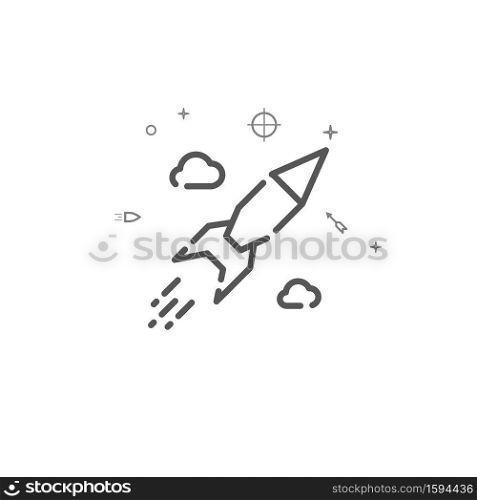 Ballistic missile simple vector line icon. Rocket symbol, pictogram, sign. Light background. Editable stroke. Adjust line weight.. Ballistic missile simple vector line icon. Symbol, pictogram, sign. Light background. Editable stroke