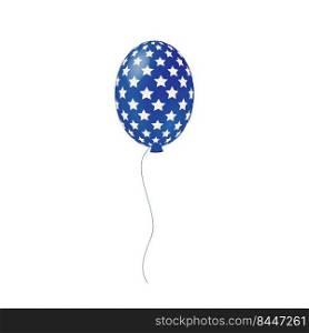 Balloon 3D with white stars on a blue background. Festive balloon for American Independence Day 4th of July