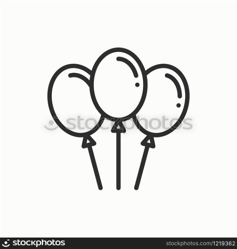 Balloon, air balloon icon. Party celebration, birthday, holidays, event, carnival festive. Thin line party element icon. Vector simple linear design. Illustration Symbols