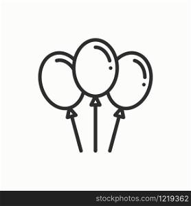 Balloon, air balloon icon. Party celebration, birthday, holidays, event, carnival festive. Thin line party element icon. Vector simple linear design. Illustration Symbols