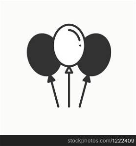 Balloon, air balloon icon. Party celebration, birthday, holidays, event, carnival festive. Thin line party element icon. Vector simple linear design. Illustration Symbols. Balloon, air balloon icon. Party celebration, birthday, holidays, event, carnival festive. Thin line party element icon. Vector simple linear design. Illustration. Symbols.