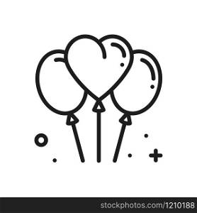 Balloon, air balloon line heart icon. Love sign and symbol. Love relationship wedding holiday romantic party celebration birthday theme