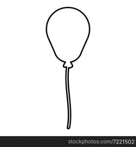 Balloon Airball with string rope inflatable helium contour outline icon black color vector illustration flat style simple image. Balloon Airball with string rope inflatable helium contour outline icon black color vector illustration flat style image